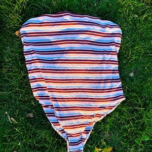 Multicolored Tube Top Strapless Bodysuite